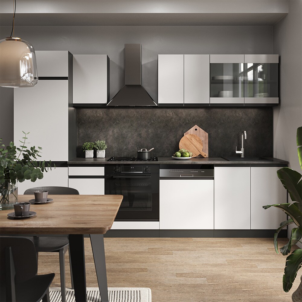 Vicco Küchenzeile Küchenblock Einbauküche R-Line J-Shape Anthrazit Weiß 300 cm modern Küchenschränke Küchenmöbel