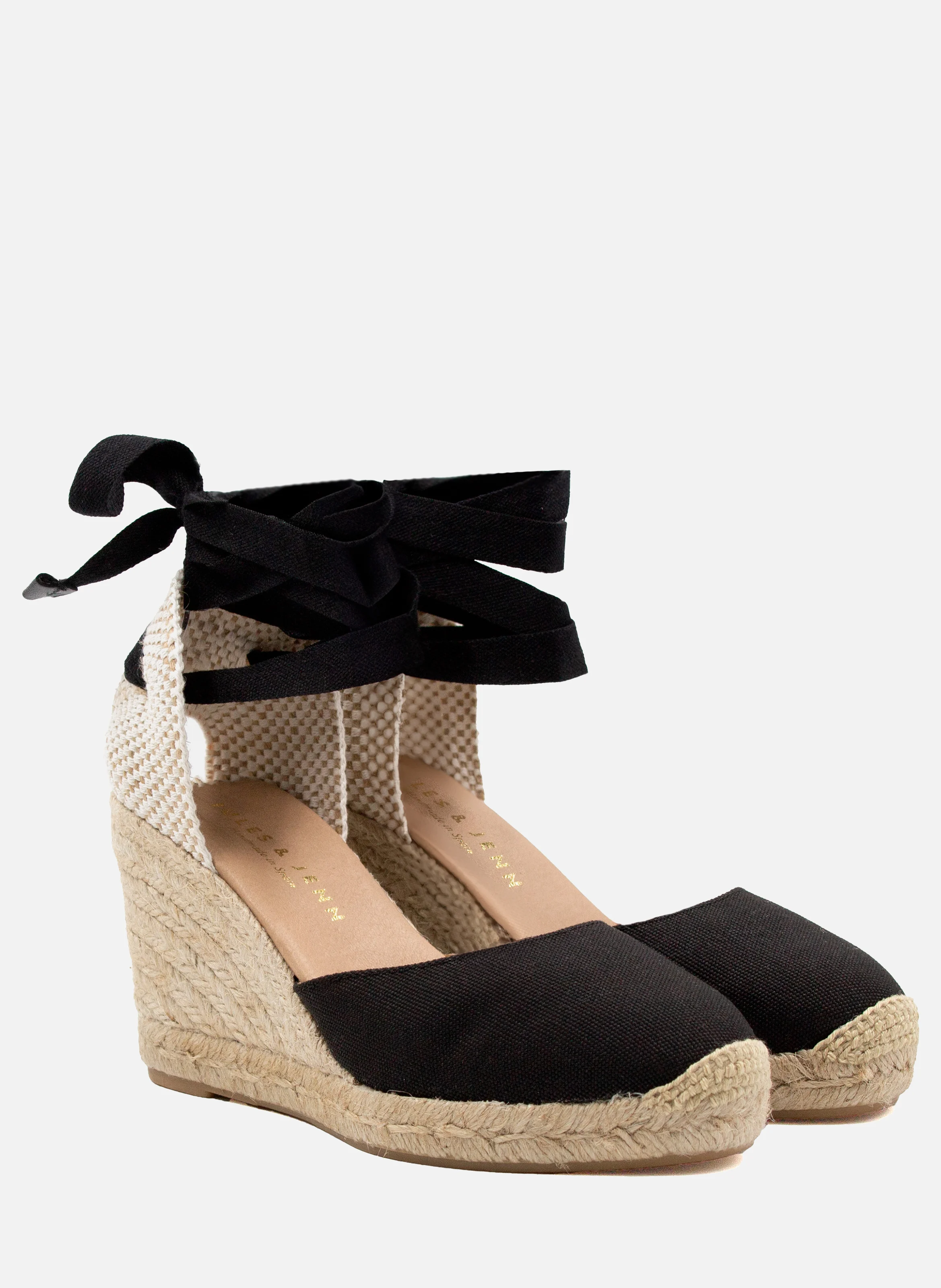 Espadrilles compensées lacées toile recyclée | Noir