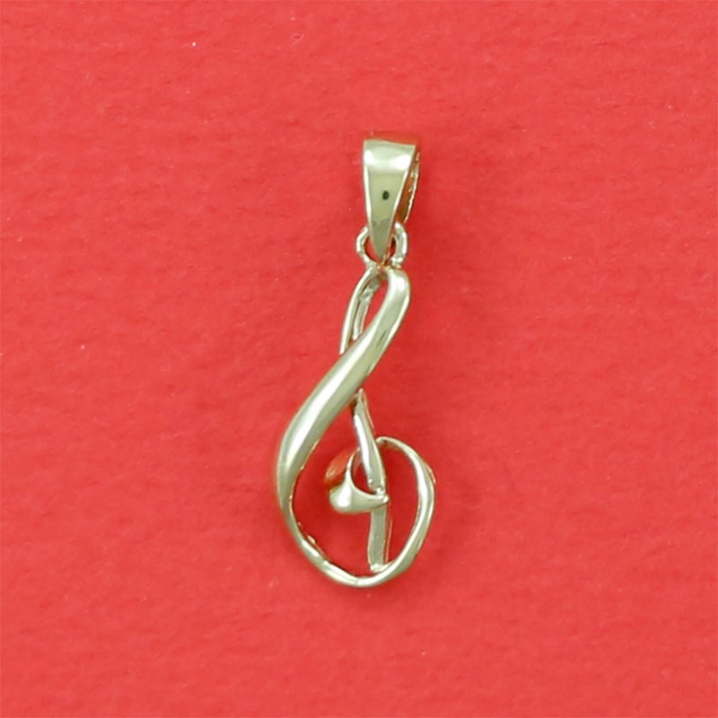 Pendentif clef de sol stylisée - Plaqué or