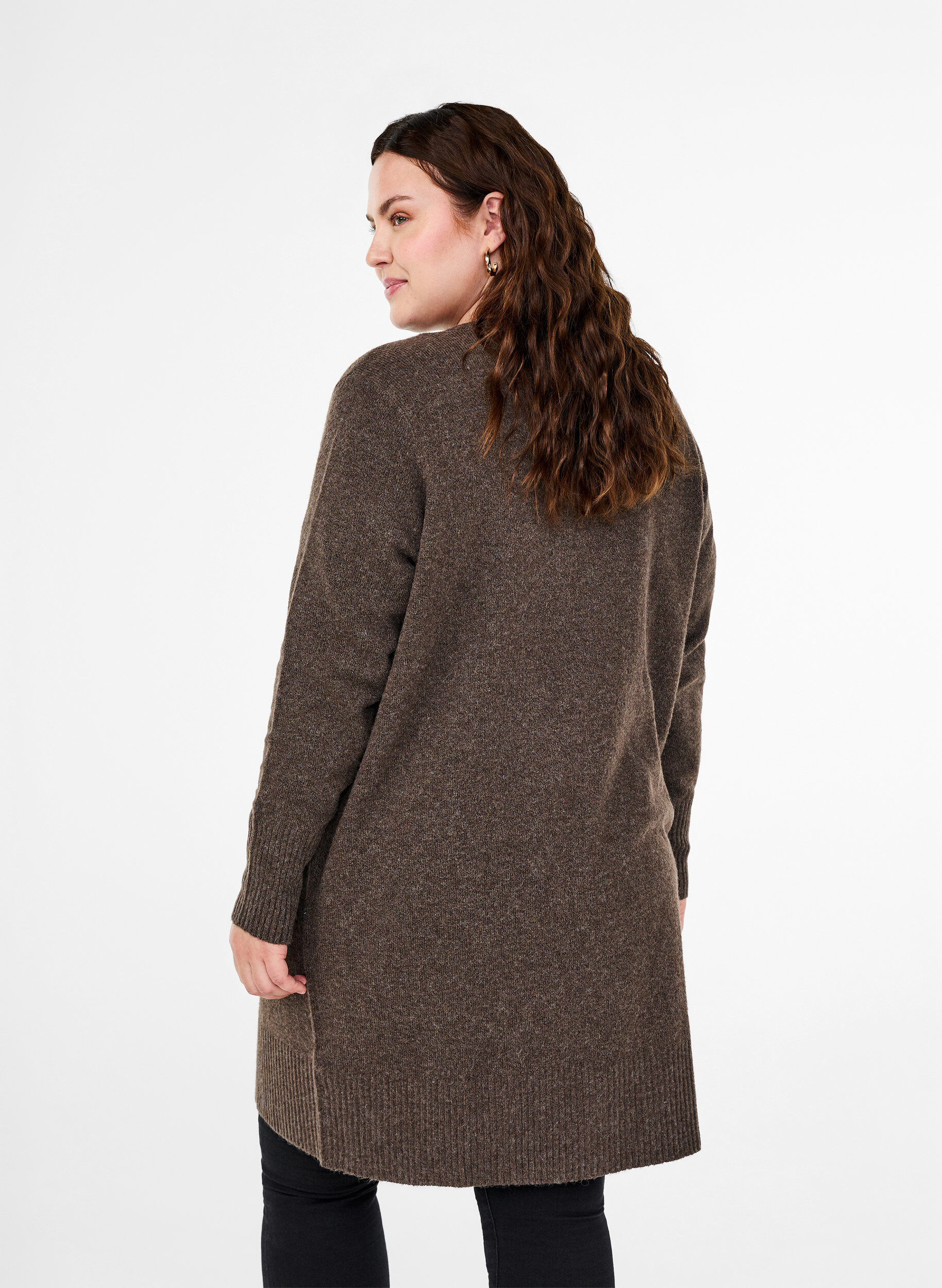 Meleret strik cardigan med lommer