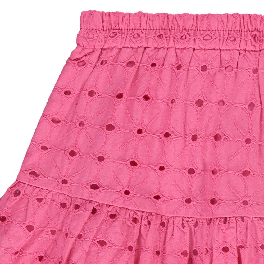 Jupe courte en broderie anglaise pour fille - Fuchsia