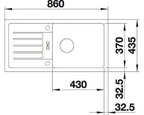 Spoelbak Blanco FAVUM XL 6 S 860 x 435 mm wit 524235