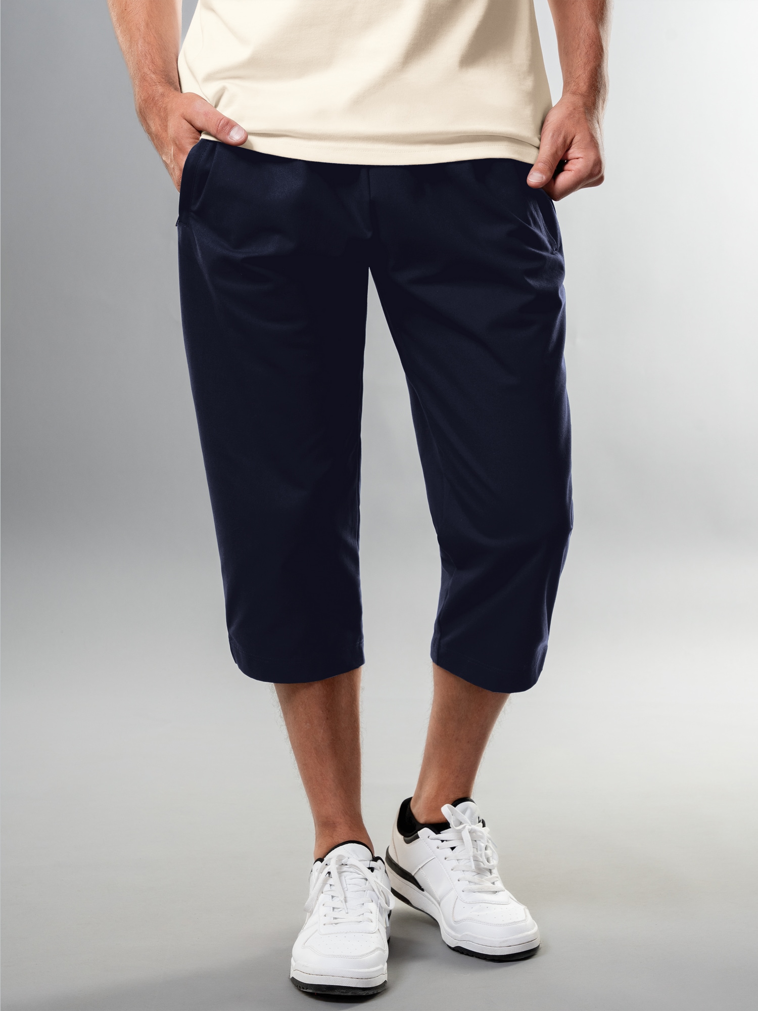 3/4 Freizeithose aus Baumwolle Navy