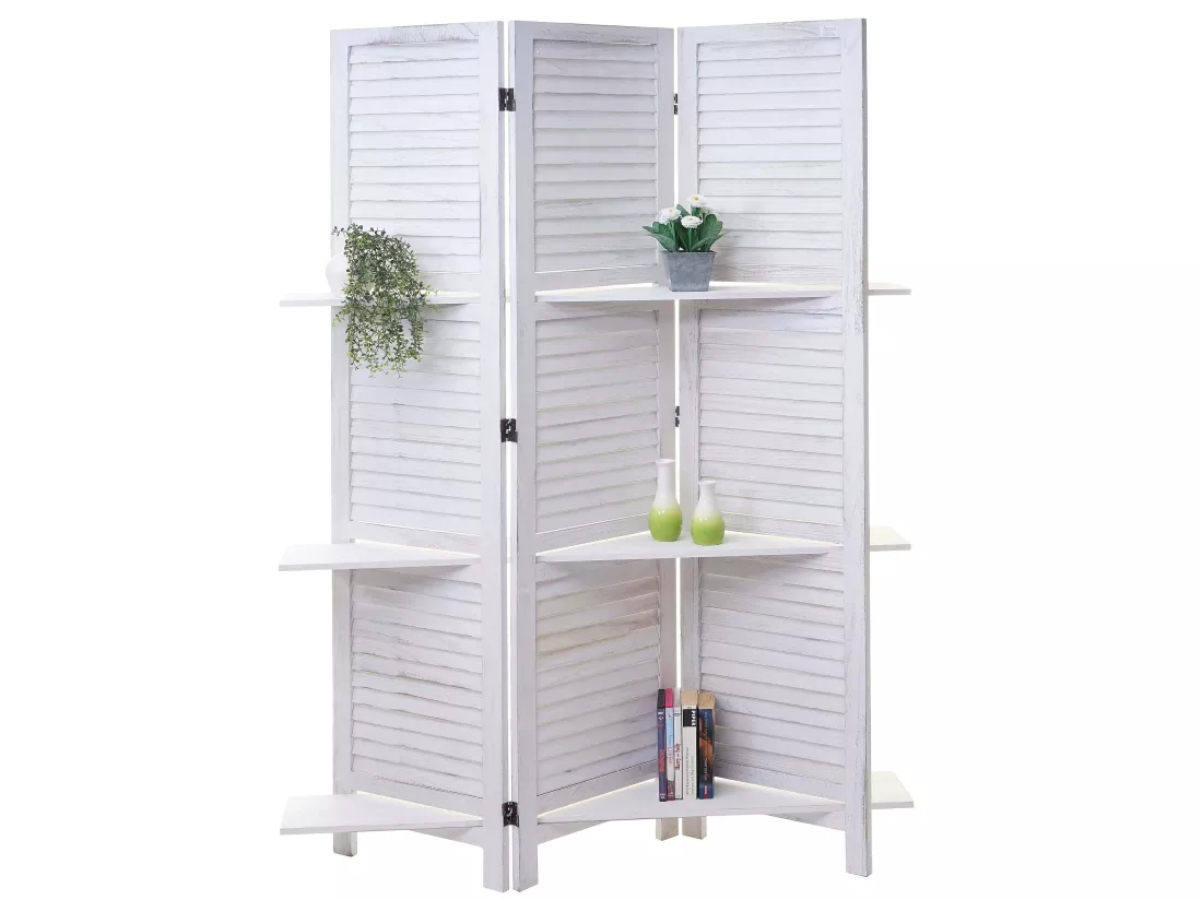 Paravent cloison de séparation bois blanche 125 x 20 x 170 cm 04_0003952