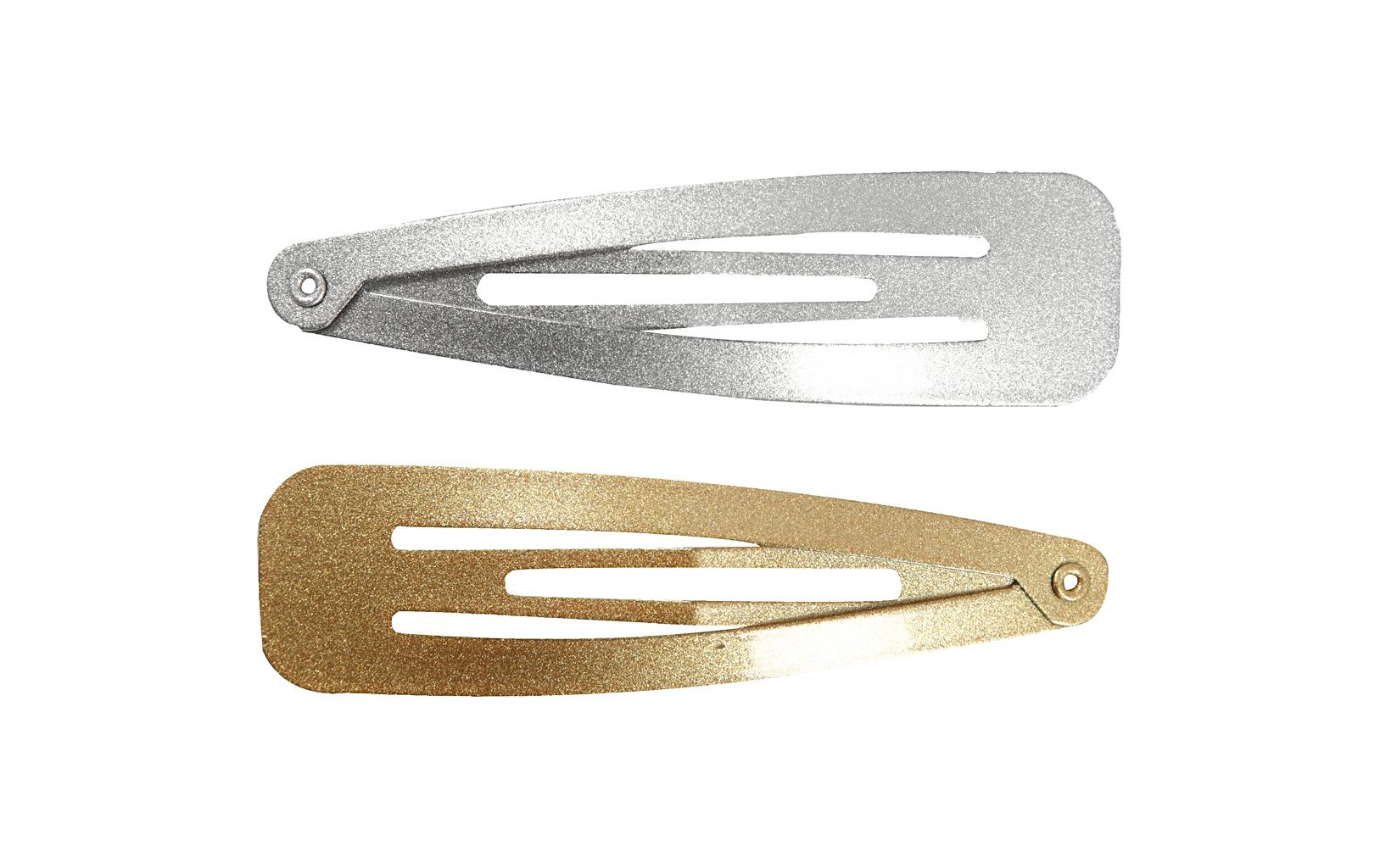 Haarspange Gold/Silber 6.6 x 1.7 cm, 4 StückHaarspangen