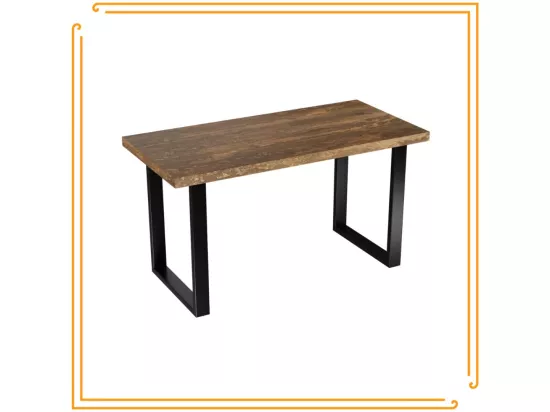 Table de cuisine pour salle à manger Loft couleurs béton rouillé pieds noirs