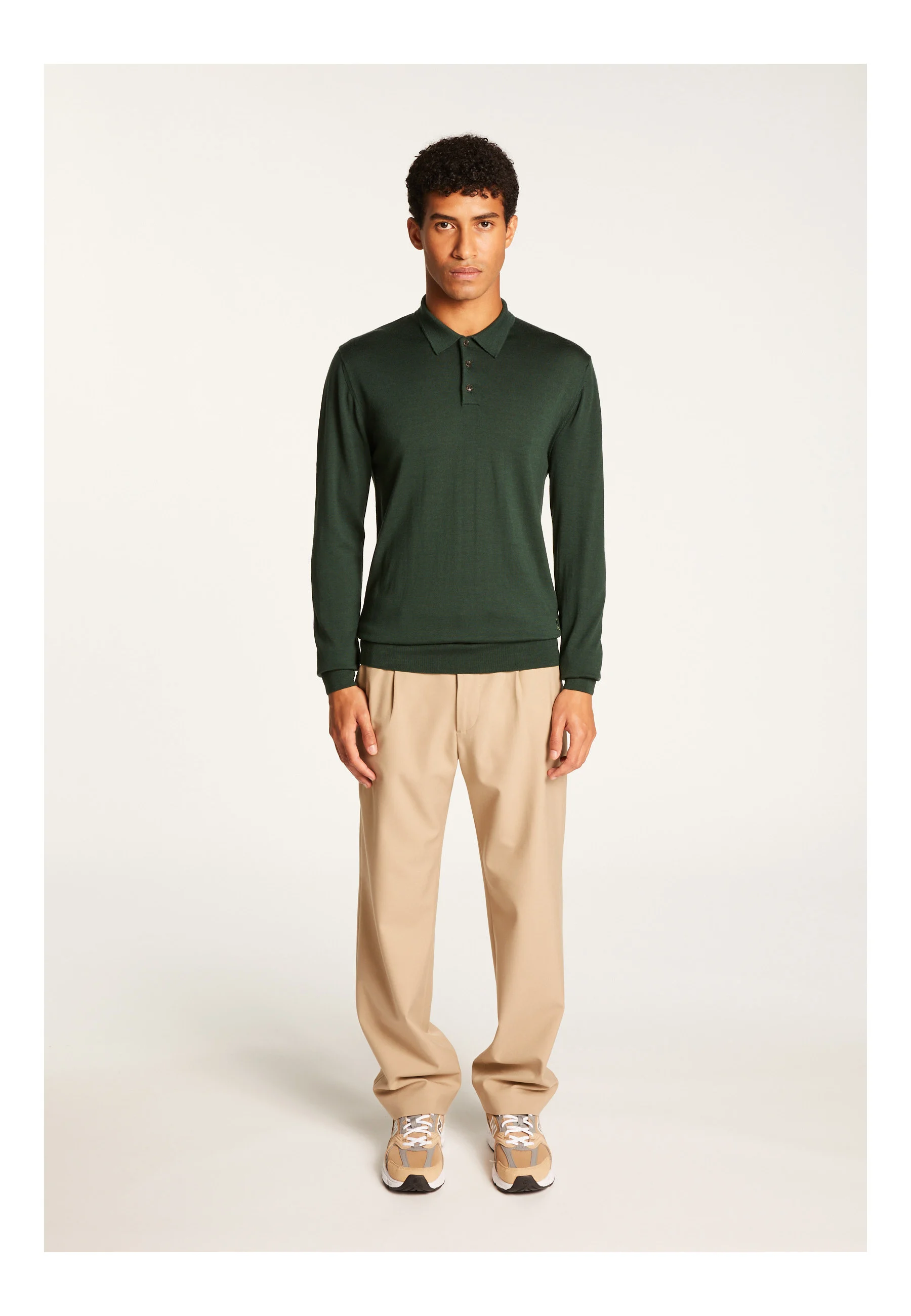 ENIAH24 - Pull col polo en laine mérinos | Vert