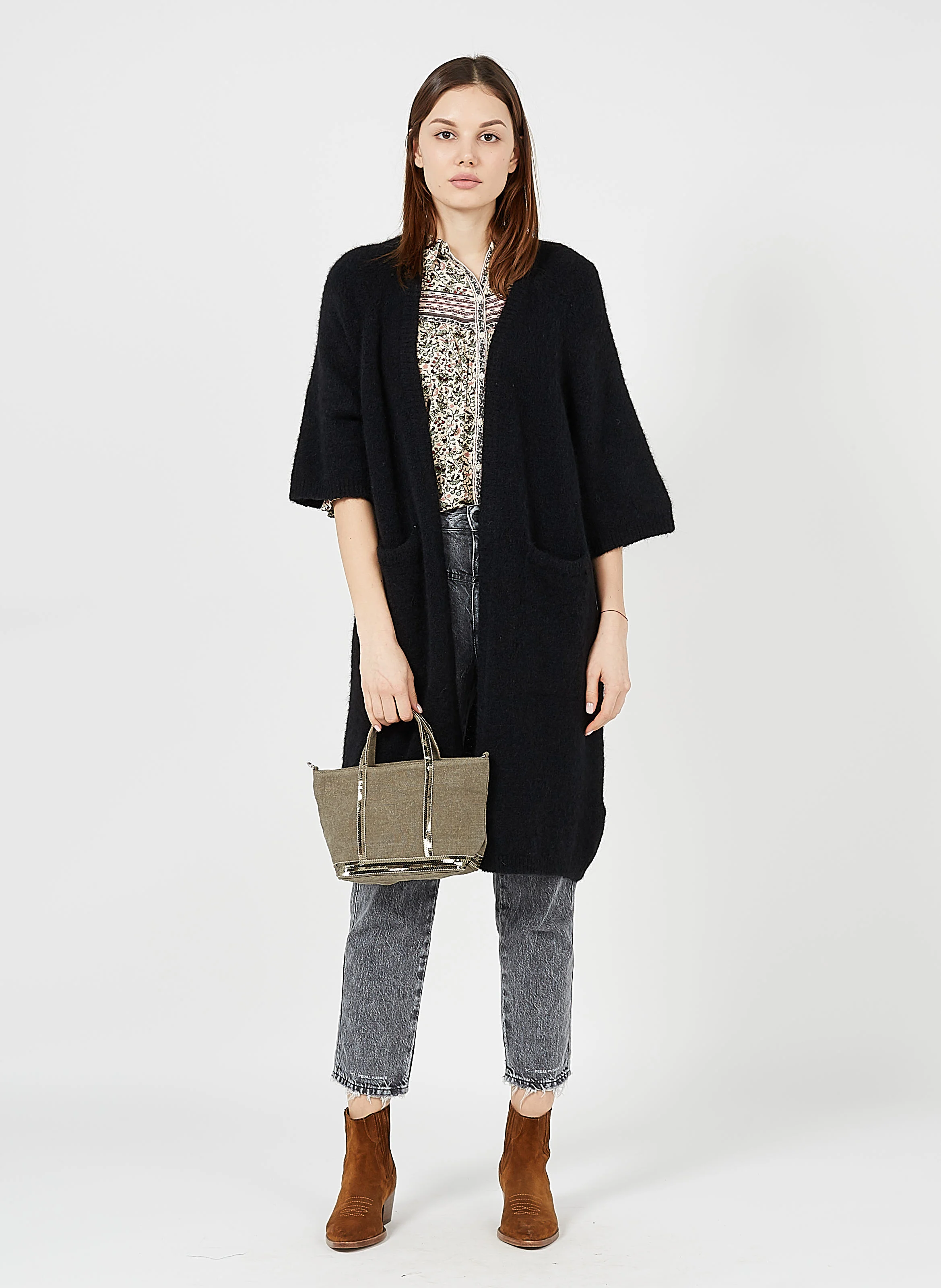 Cabas XS à sequins en lin | Vert