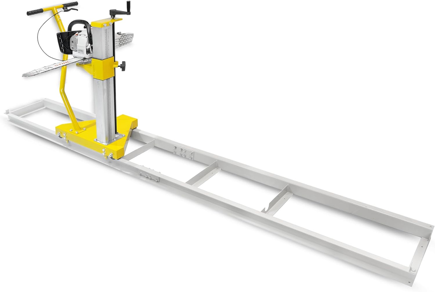 BAMATO mobiles Anbausägewerk BCSW-400 | 3m Länge | Höhenverstellung | Schnittdurchmesser bis 400mm | Kettensägenmühle Kettensägenhalterung Mobiles Sägewerk Blockbandsägewerk