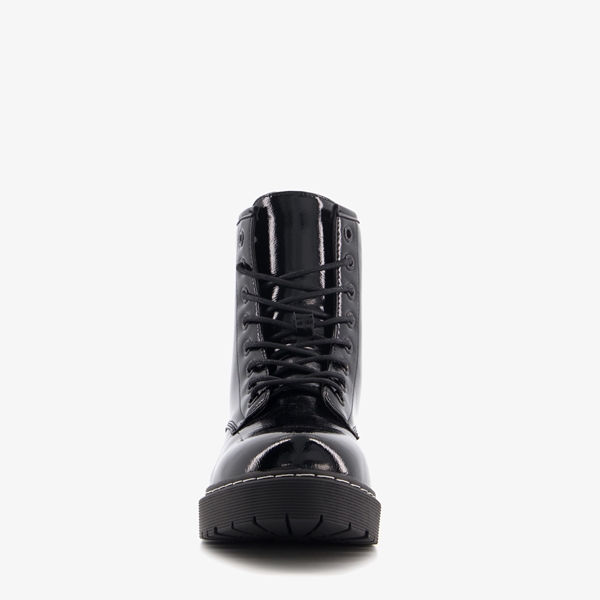 Blue Box dames lak veterboots zwart
