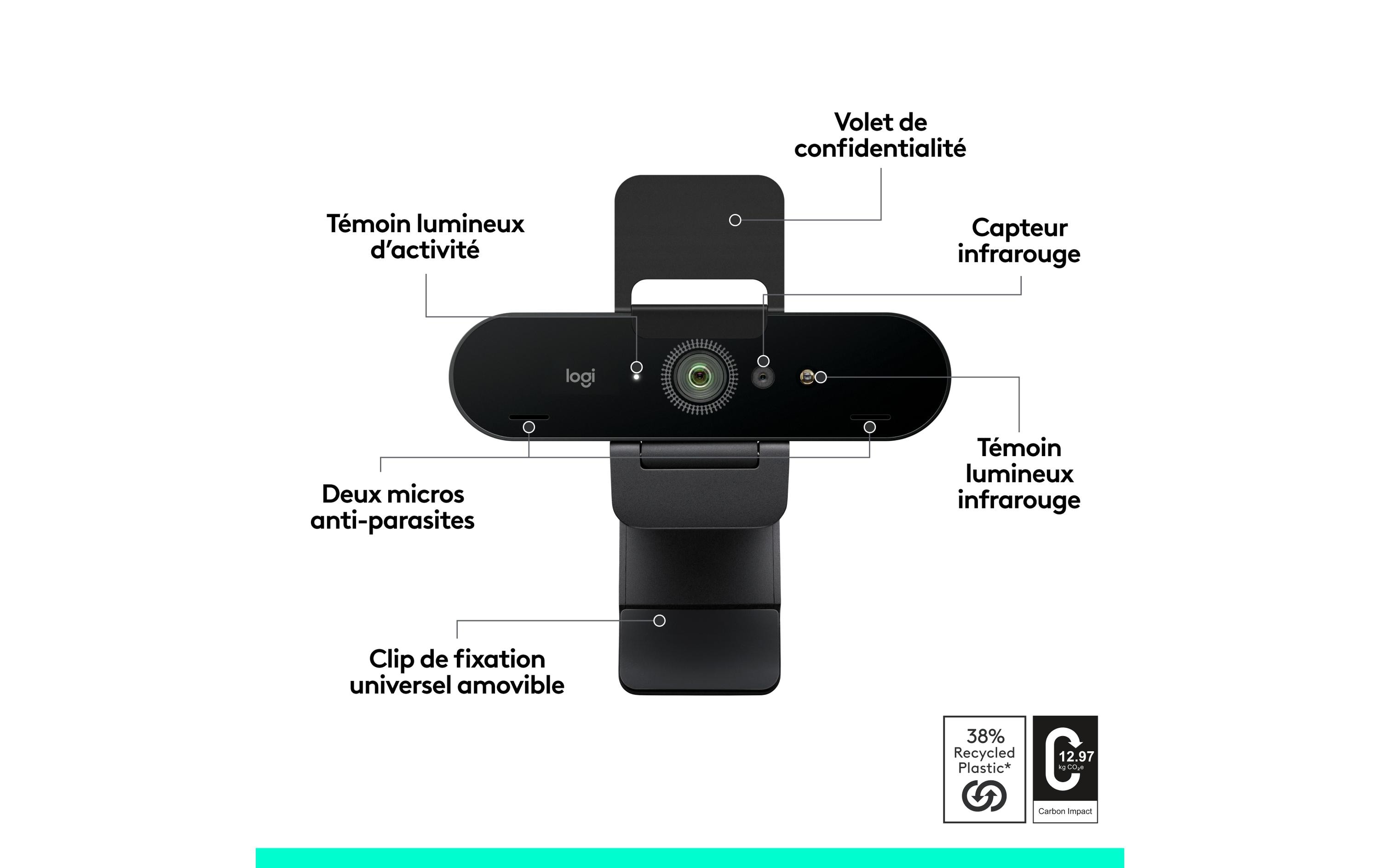 Webcam Brio 4K Ultra HD graphite<br>Professionelle USB-Webcam mit 4K UHD, HDR und Windows Hello-Unterstützung