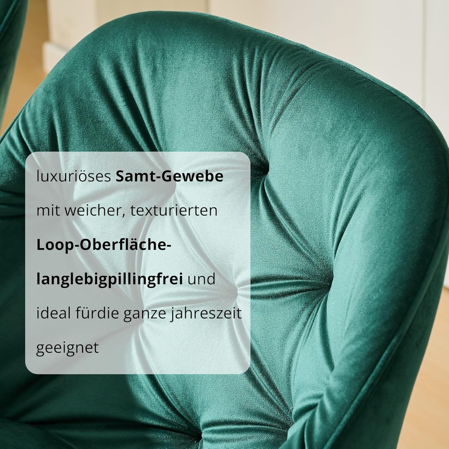 CLIPOP Samt Esszimmerstühle Drehbar 2er Set,Gepolstert Sessel Küchenstuhl mit Armlehne Freizeit Polsterstuhl Bequem Sitz Drehstuhl für Esszimmer Wohnzimmer Esszimmer, (2er Set, Grün)
