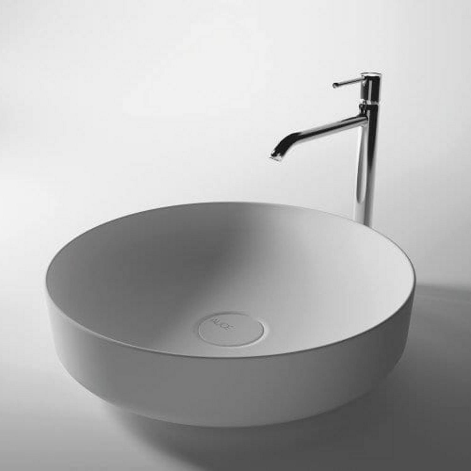 Salenzi Form ronde opbouw waskom met clickwaste glans wit 45cm