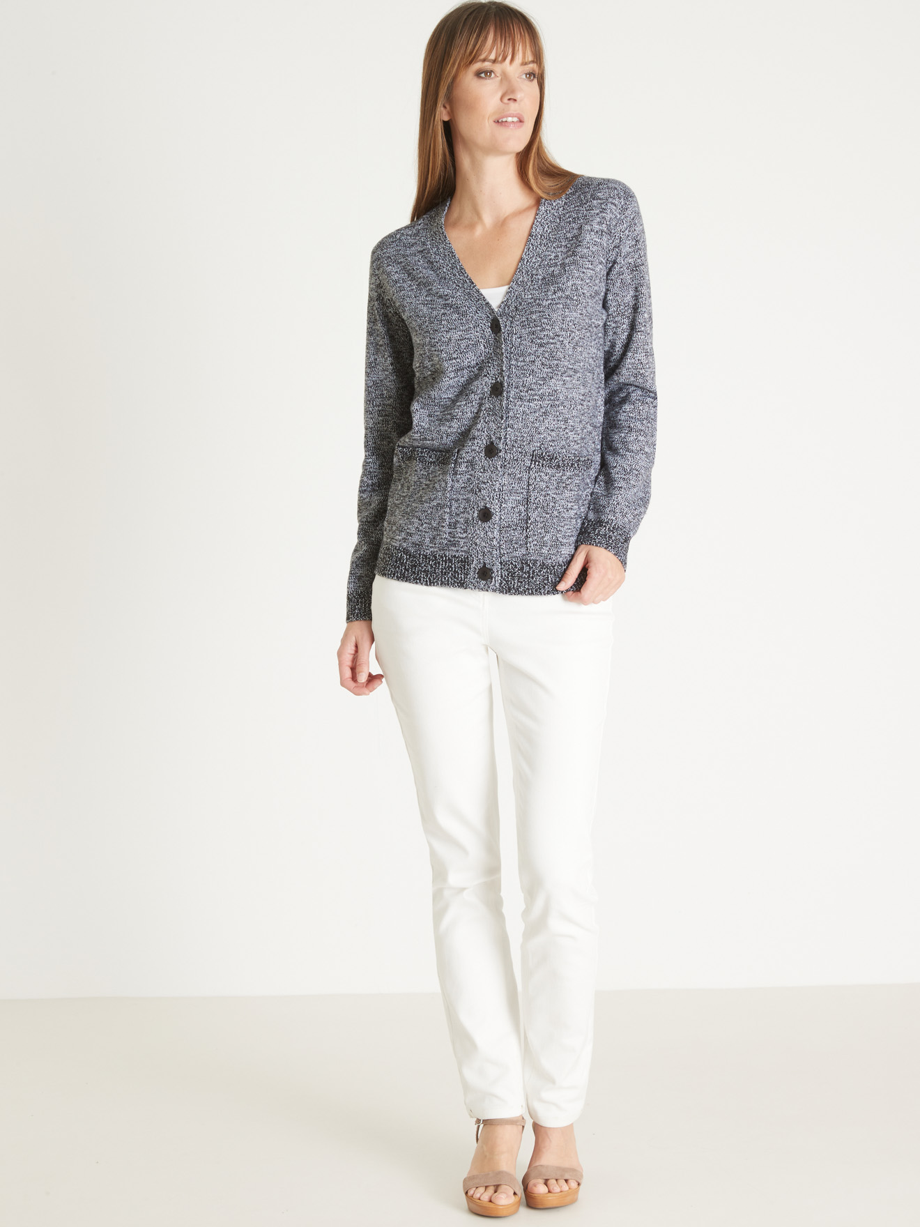 Gilet classique en maille chinée