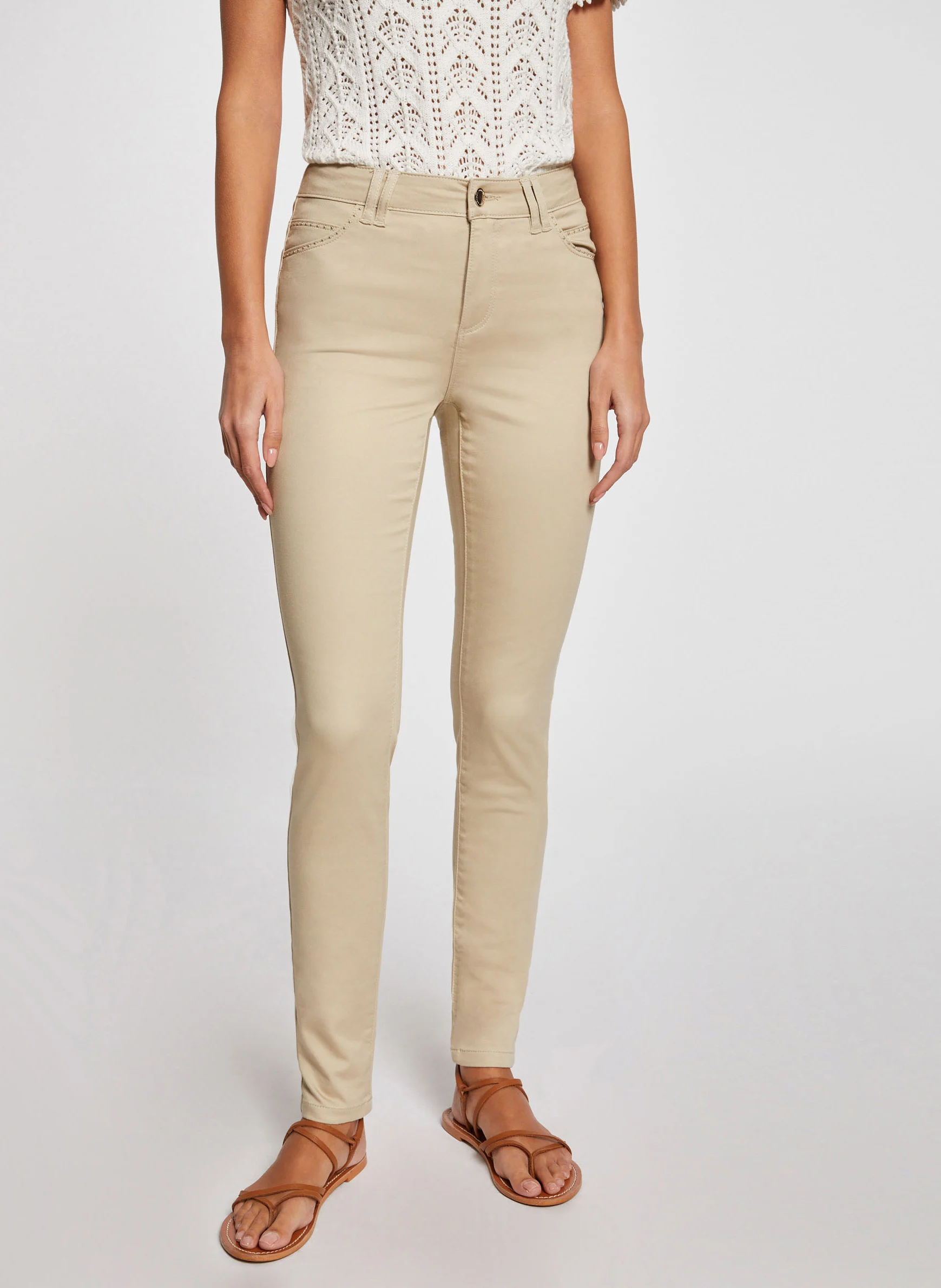 PIOUBA - Jean skinny en coton mélangé | Beige