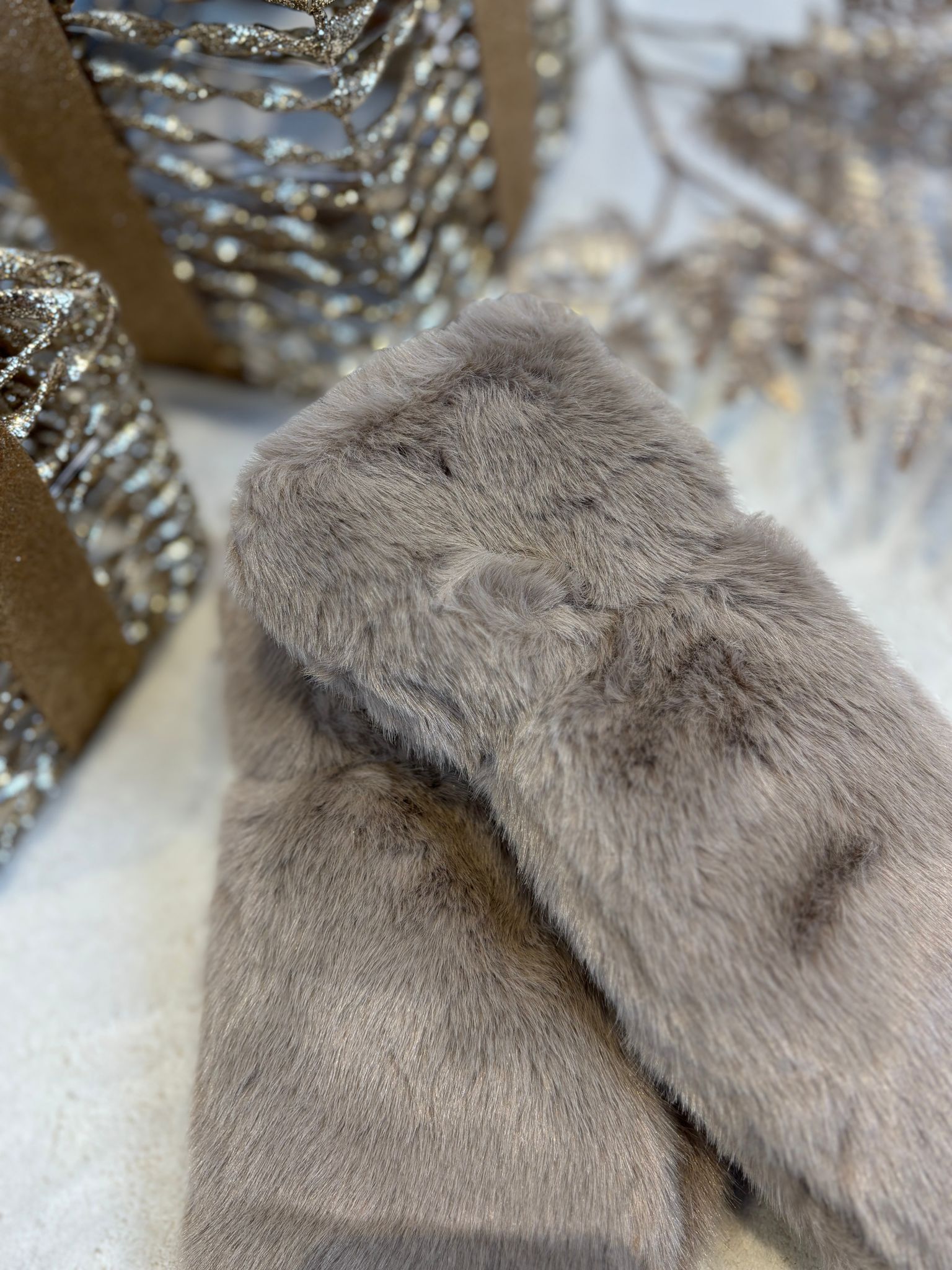 Fluffy Wanten - Taupe