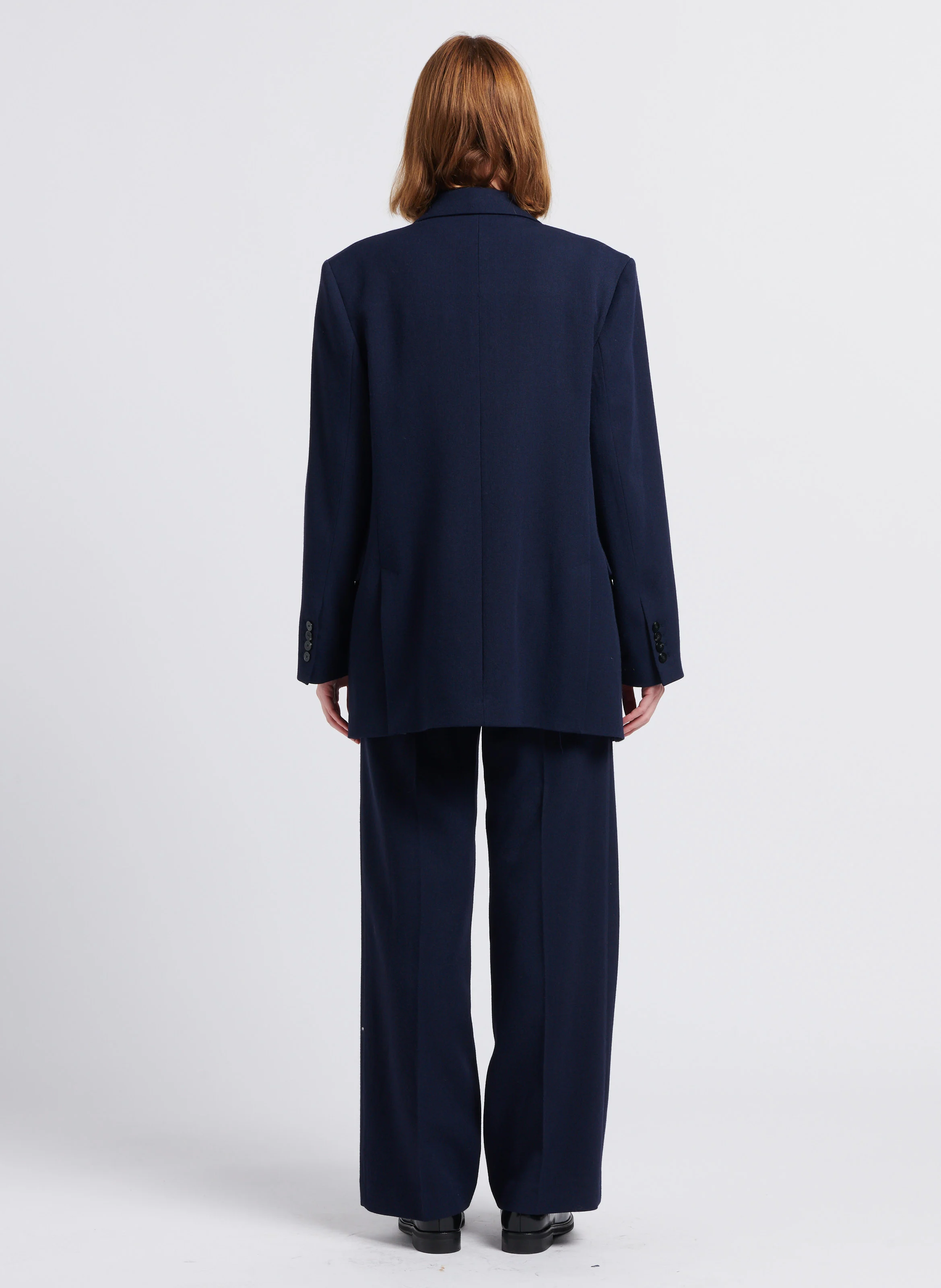 DREW - Pantalon large en laine vierge mélangée | Bleu