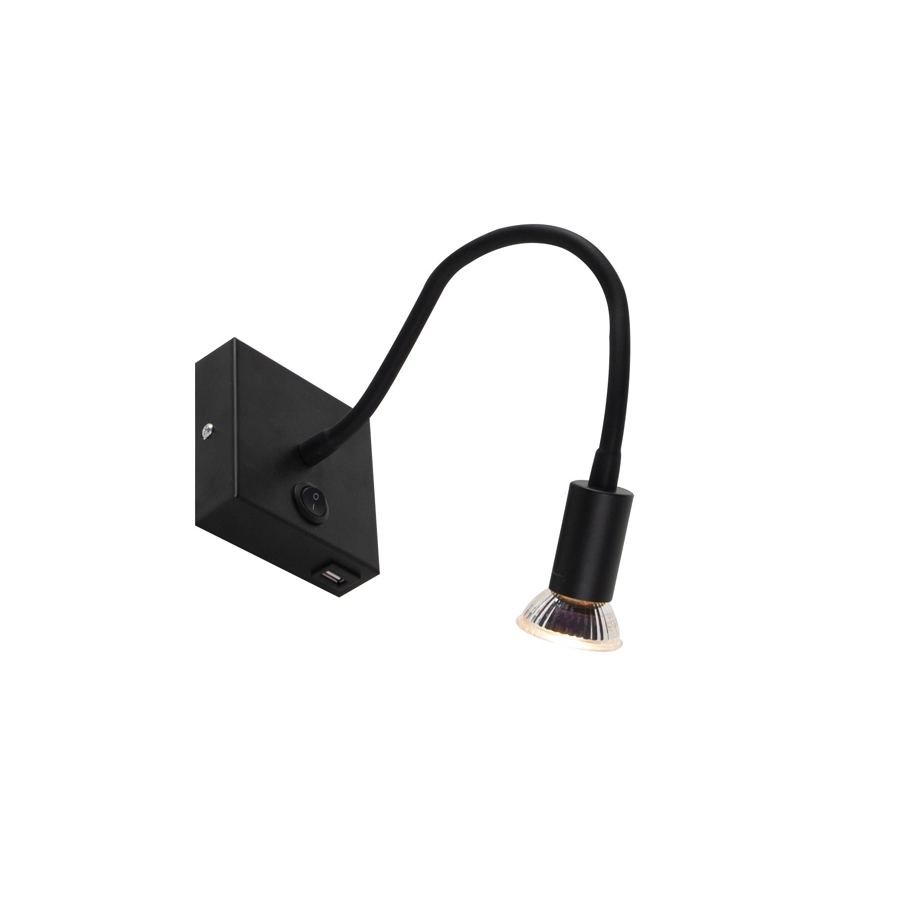 Moderne flexibele wandlamp USB zwart - Zeno