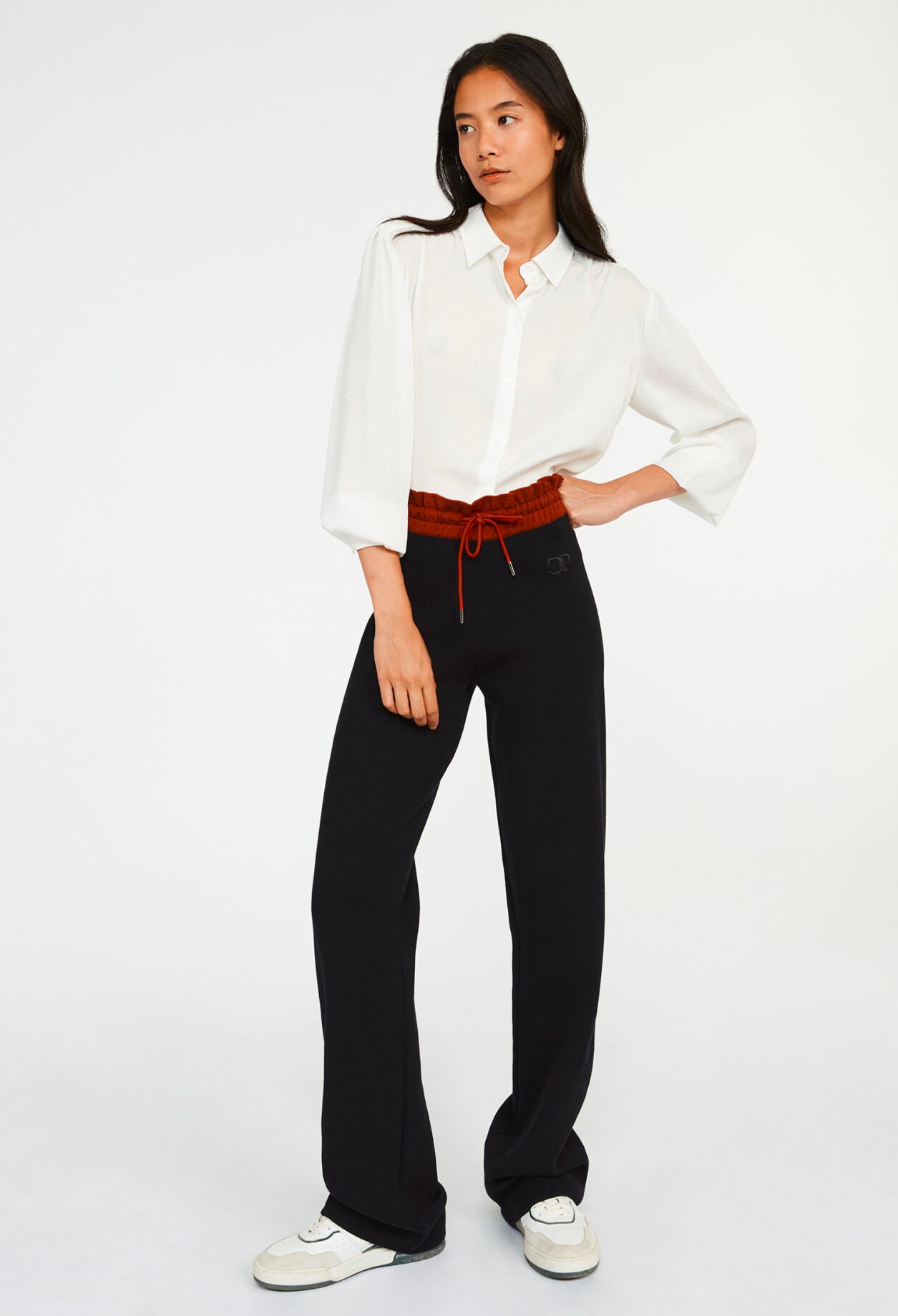 Pantalon bicolore large maille bicolore