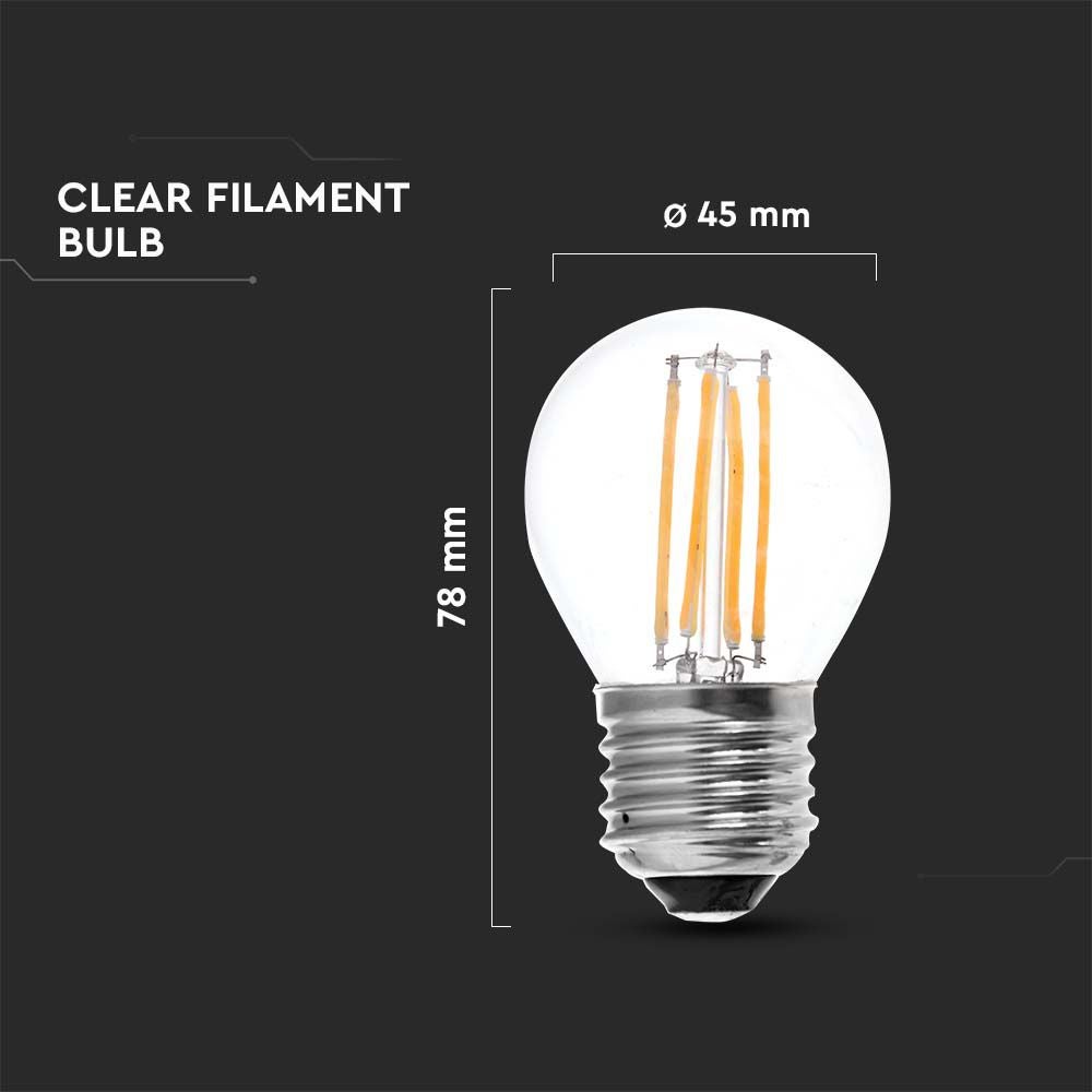 10 stuks E27 transparante LED-lampen - gloeidraad - bol - IP20 - 4W - 400 lumen - 3000K