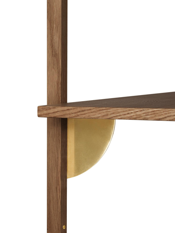 Ferm Living Sector Shelf wandplank triple wide Natural Oak/Brass