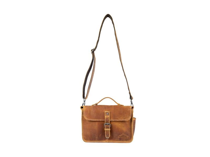 Alpenleder Kamera-Tasche Presse Beige Umhängetasche aus Echtleder