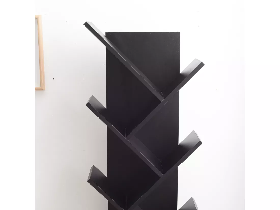 Etageres Bibliotheque Bois Noir Design Contemporain 160x44,5x22