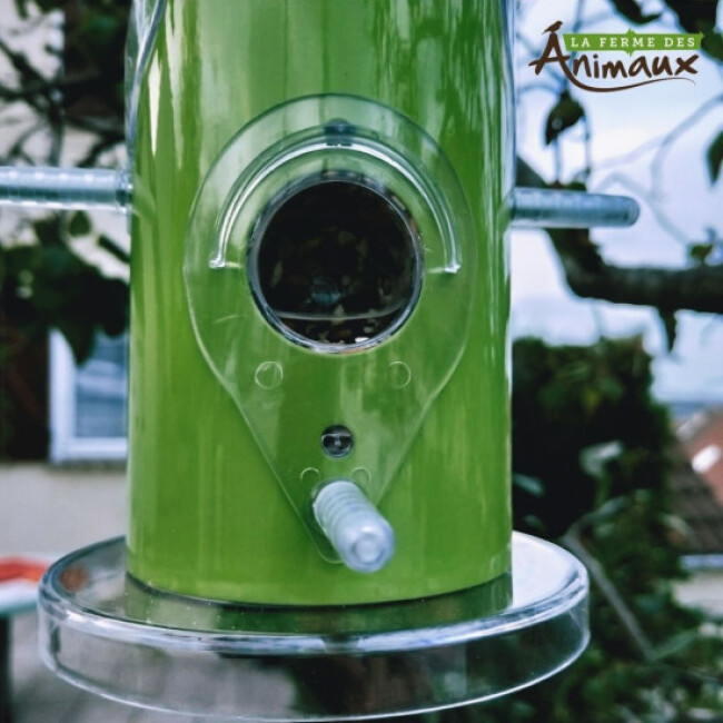 Distributeur de nourriture en métal vert pour oiseaux Trixie