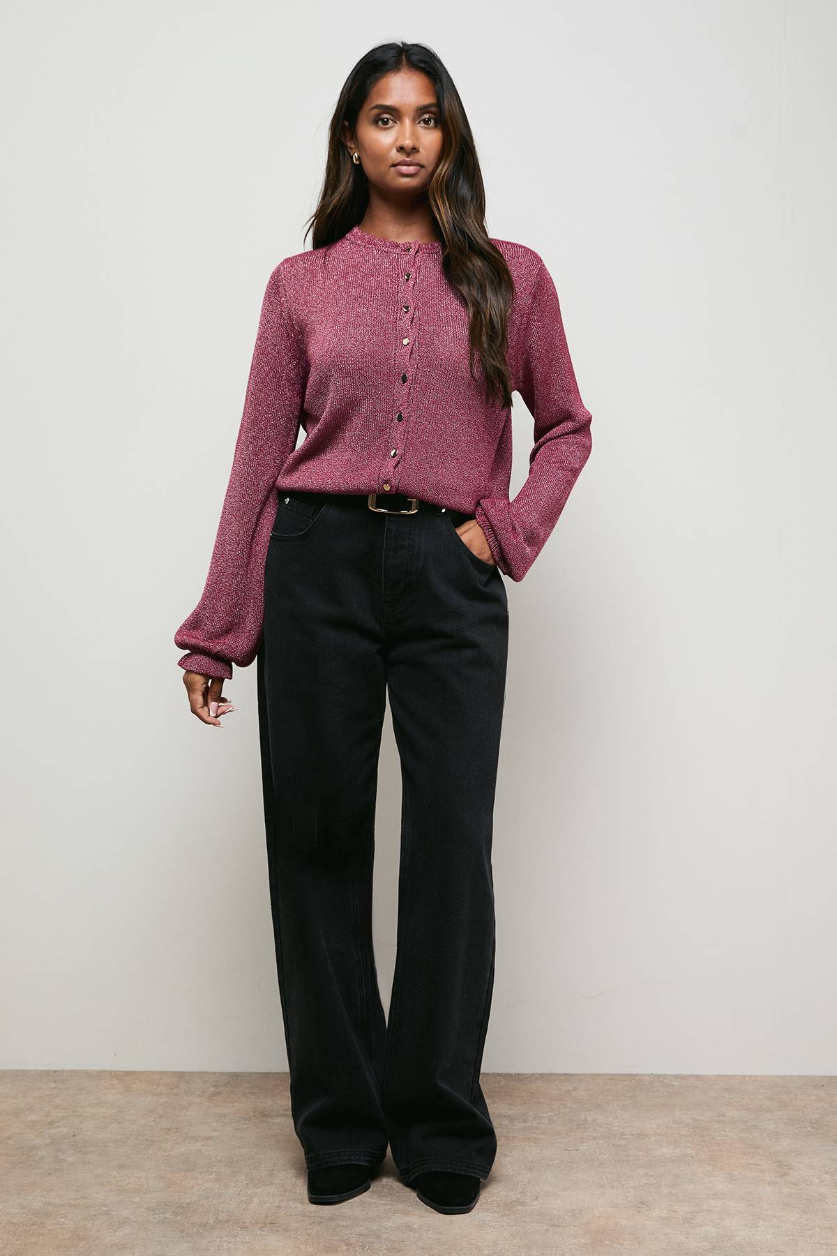 Oasis Cardigan Boutonné à Col Festonné