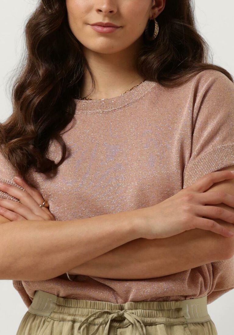SUMMUM roze summum top oversized sleeveless sweater shimmering lurex knit