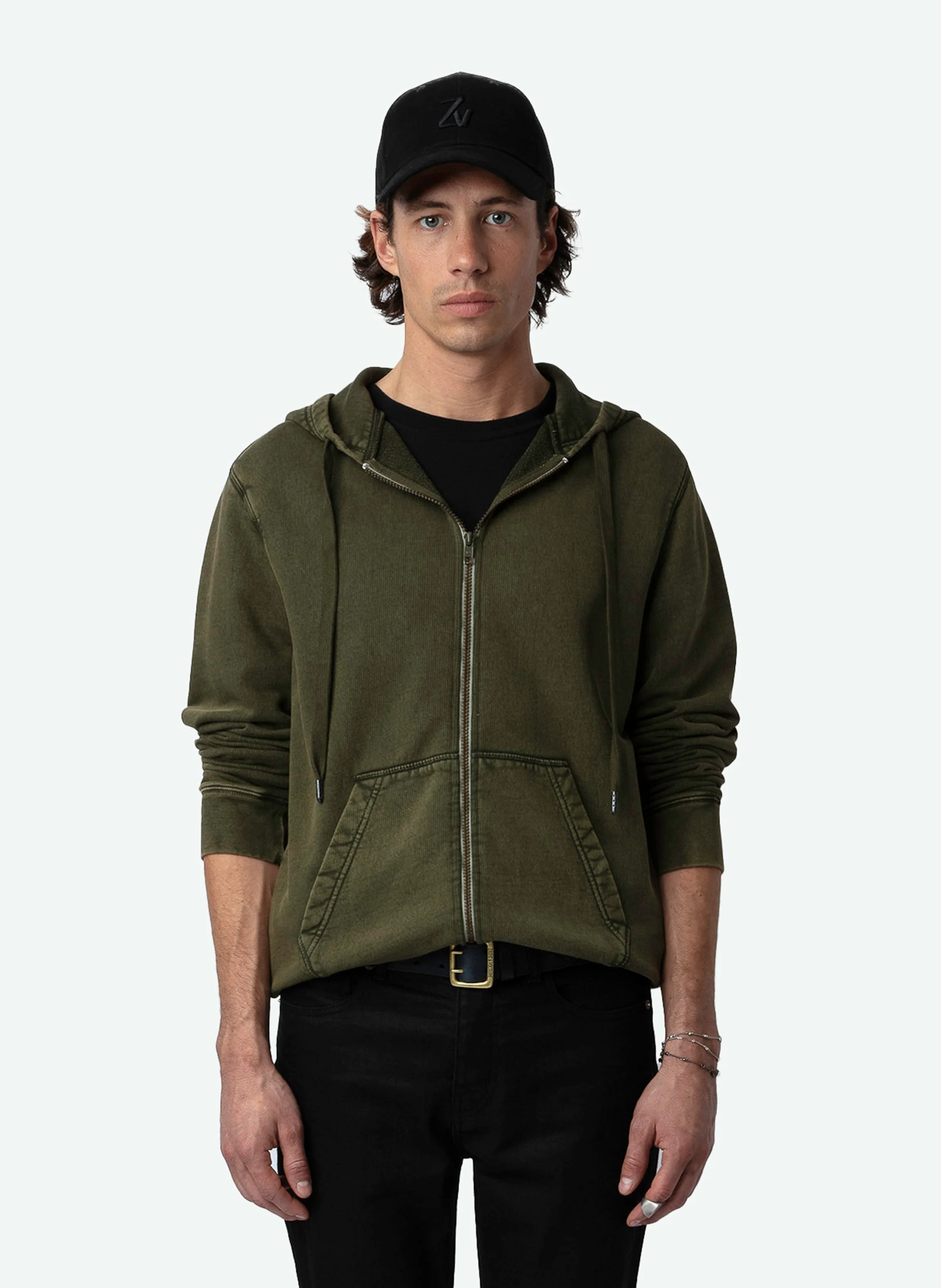 SONNY - Sweat à capuche droit en coton bio | Vert