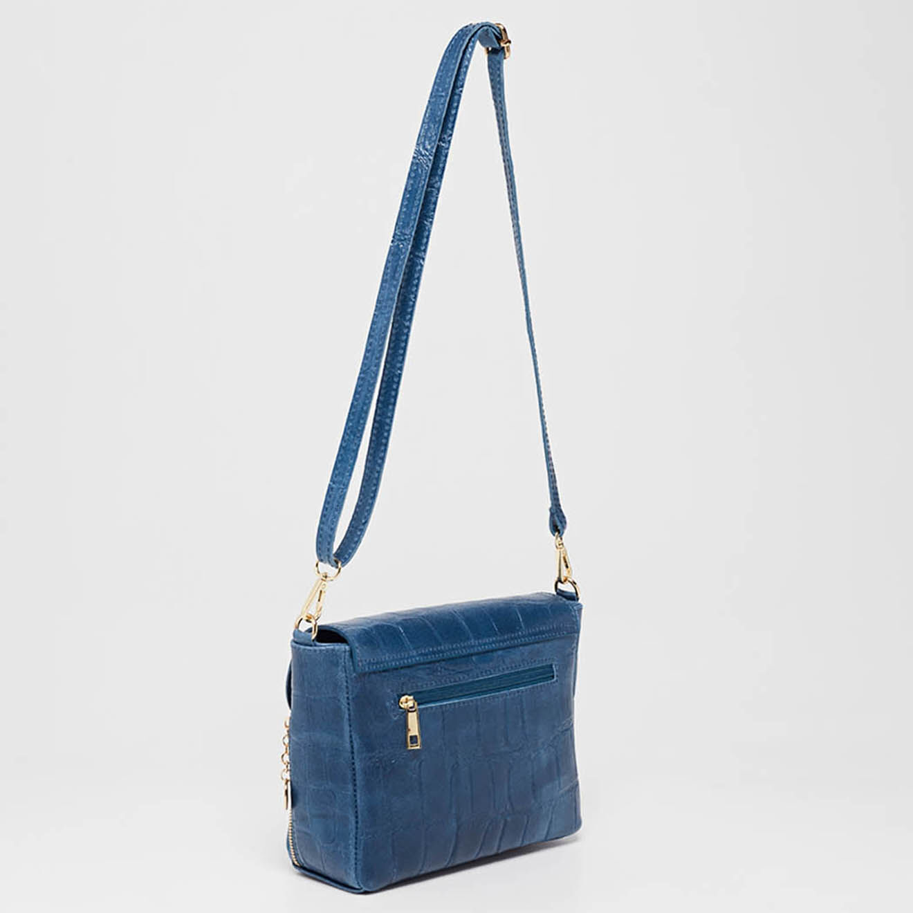 Christian Laurier Sac bandoulière en Cuir croco Flory bleu - 23x17x8 cm