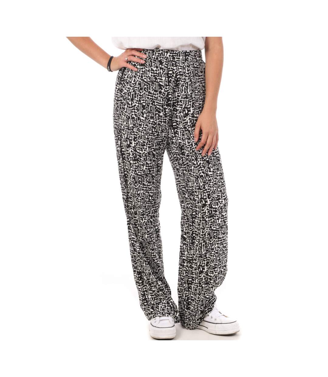 Pantalons Ample Noir/Blanc Femme Vero Moda Wide