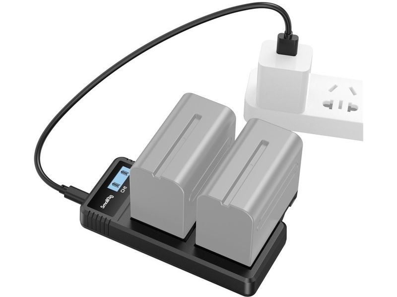 Smallrig Ladegerät Sony NP-F970 Kompaktes, duales Ladegerät mit LCD-Display