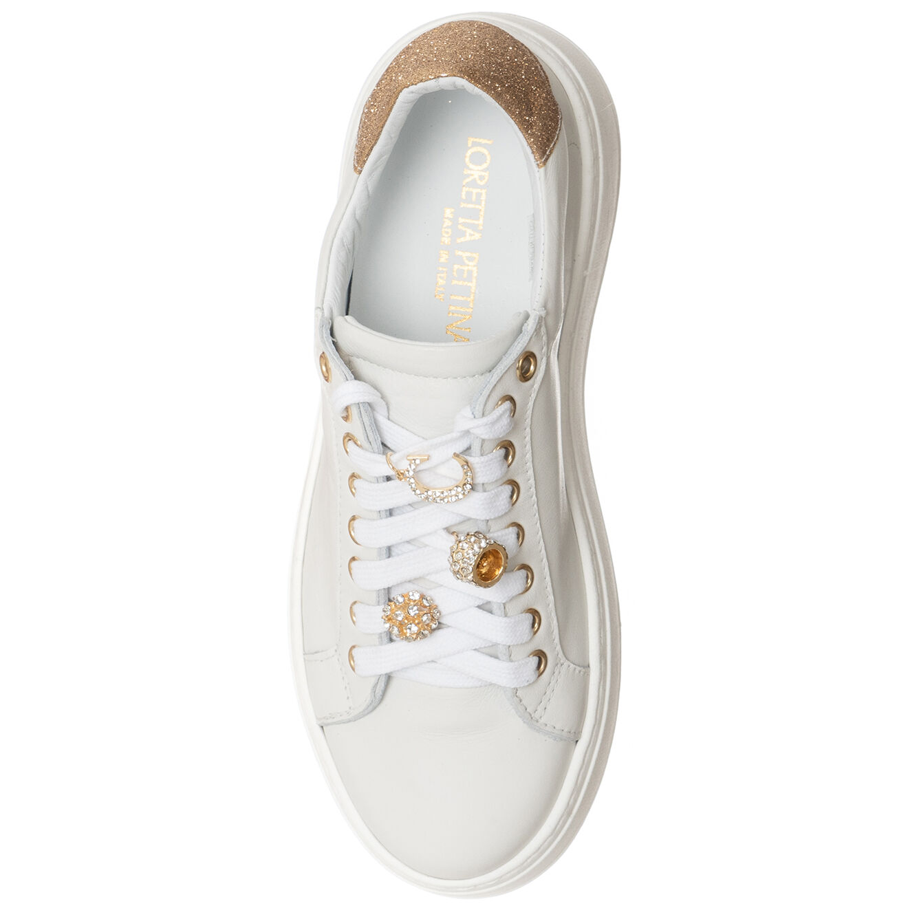 Loretta Pettinari Sneakers en Cuir Odena blanc/platine