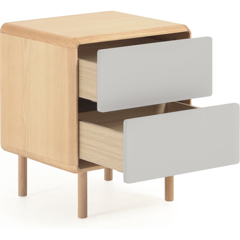 Table de chevet Anielle en bois massif et placage de frêne 50 x 58,4 cm