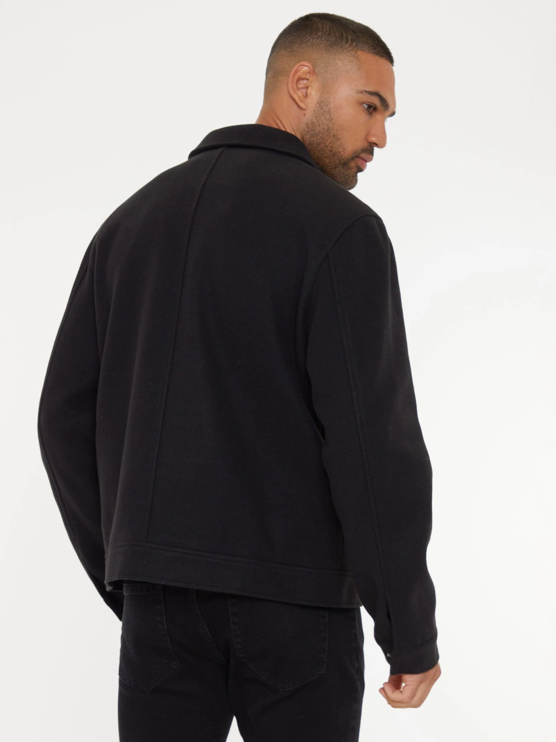 Zwart - Threadbare Geborsteld overshirt met knoopsluiting