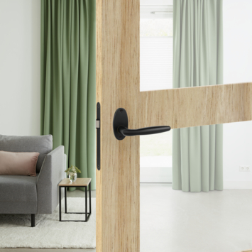 Karwei deurkruk set Eros ovaal rozet zwart aluminium