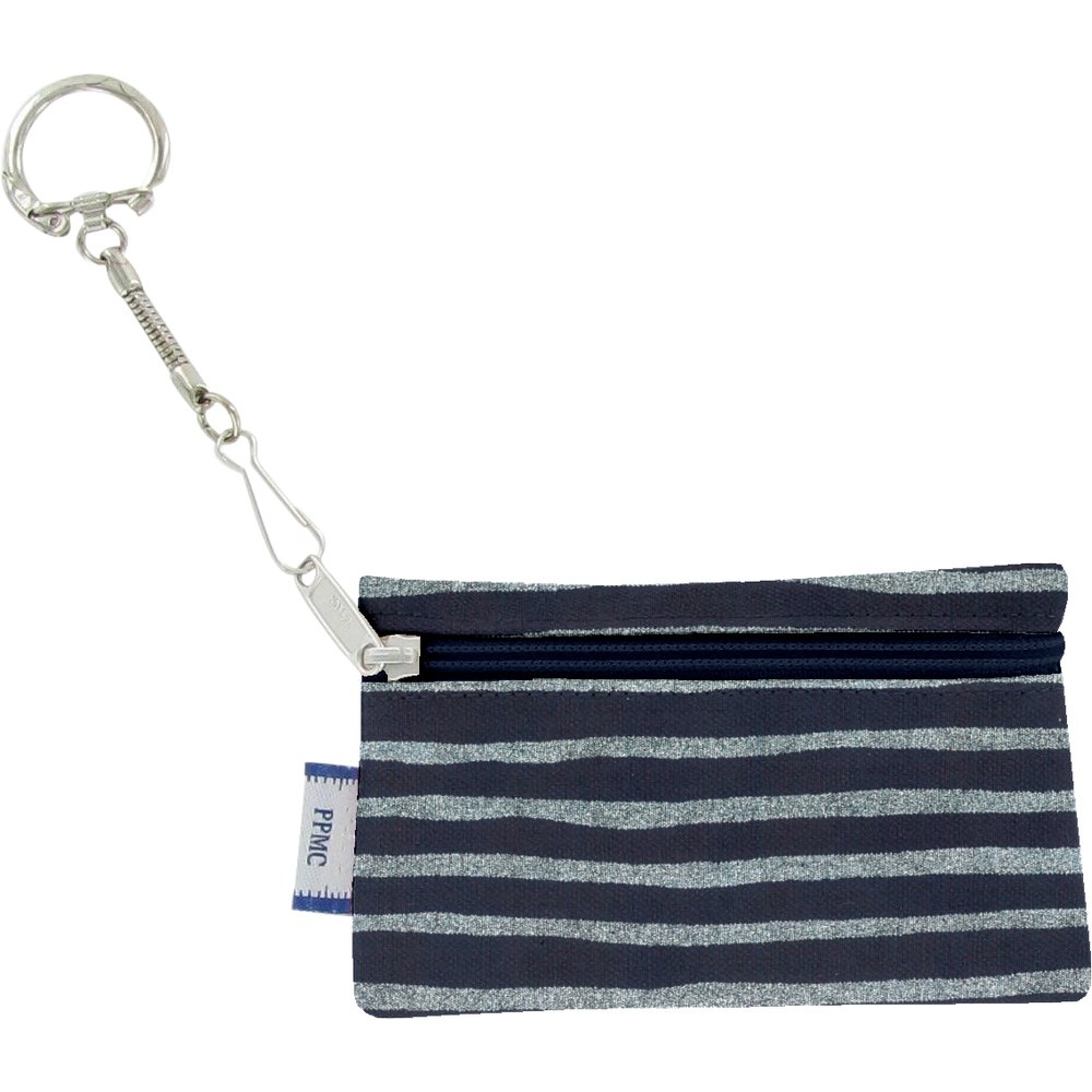 Pochette Porte-Clés Rayé Argent Marine