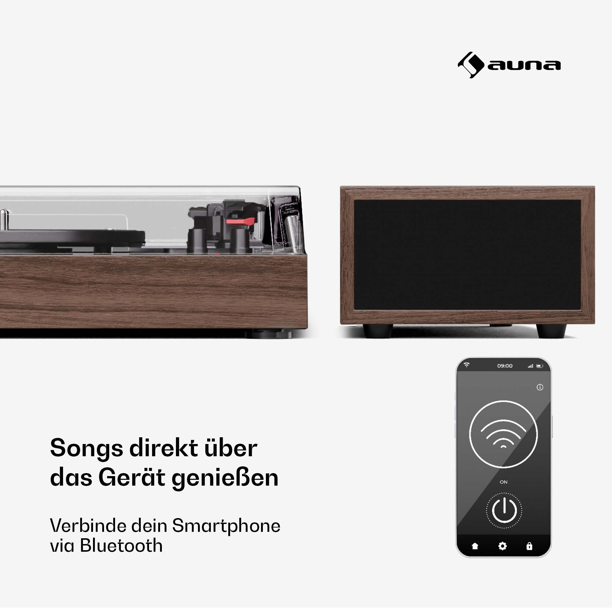 TT-Play 2x10W BT RCA-Out 3 speed Plattenspieler Schallplattenspieler 3 Geschwindigkeiten Bluetooth