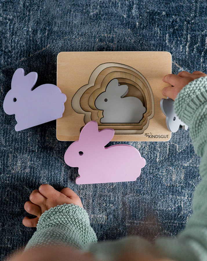 Lagenpuzzle HASE 6-teilig aus Holz