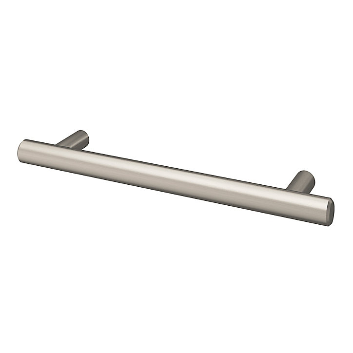 Lot 6 poignées de meuble en T GoodHome Dizel acier effet nickel satin gris l.168mm x l.12mm x H. 35mm entraxe 128mm