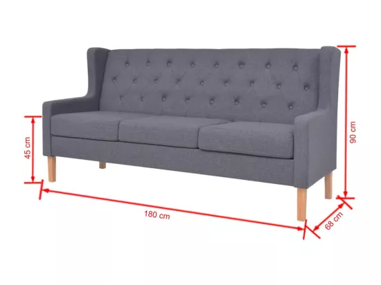 NETTLIFE Canapé à 3 places tissu gris