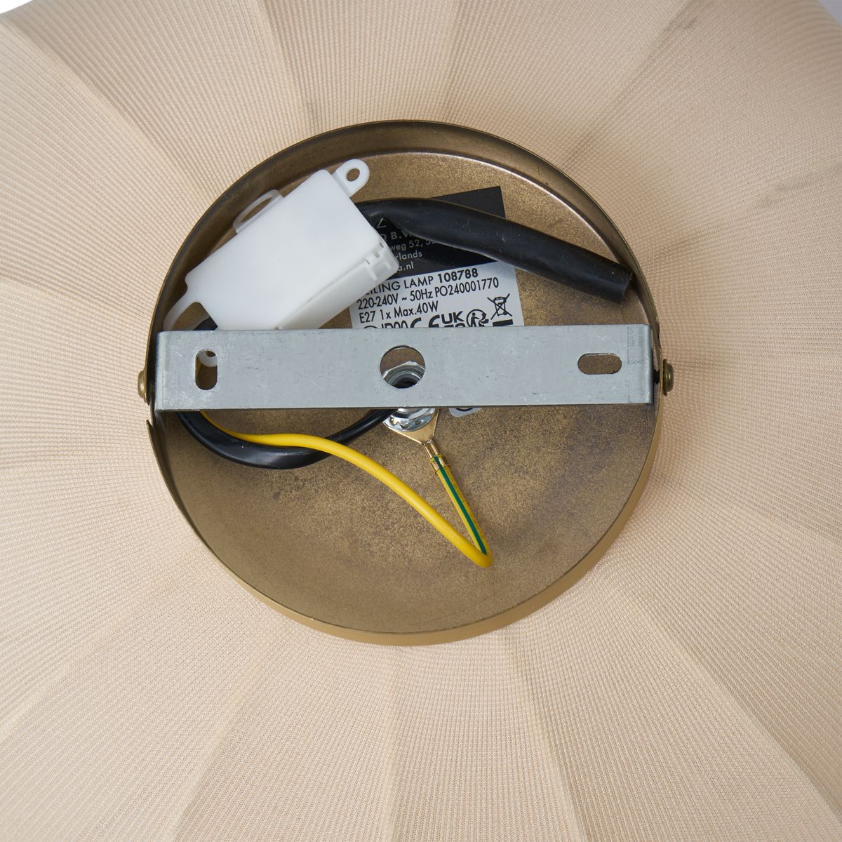 Japandi plafondlamp goud met beige kap - Pluni