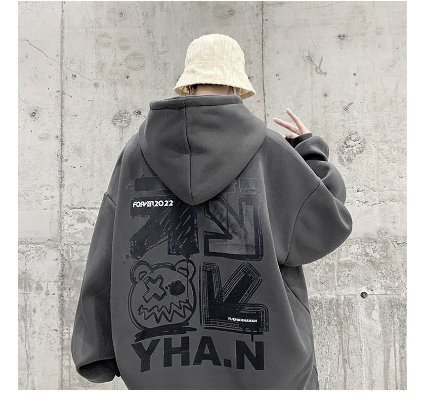 YERGO - Hoodie met trekkoord en berenprint