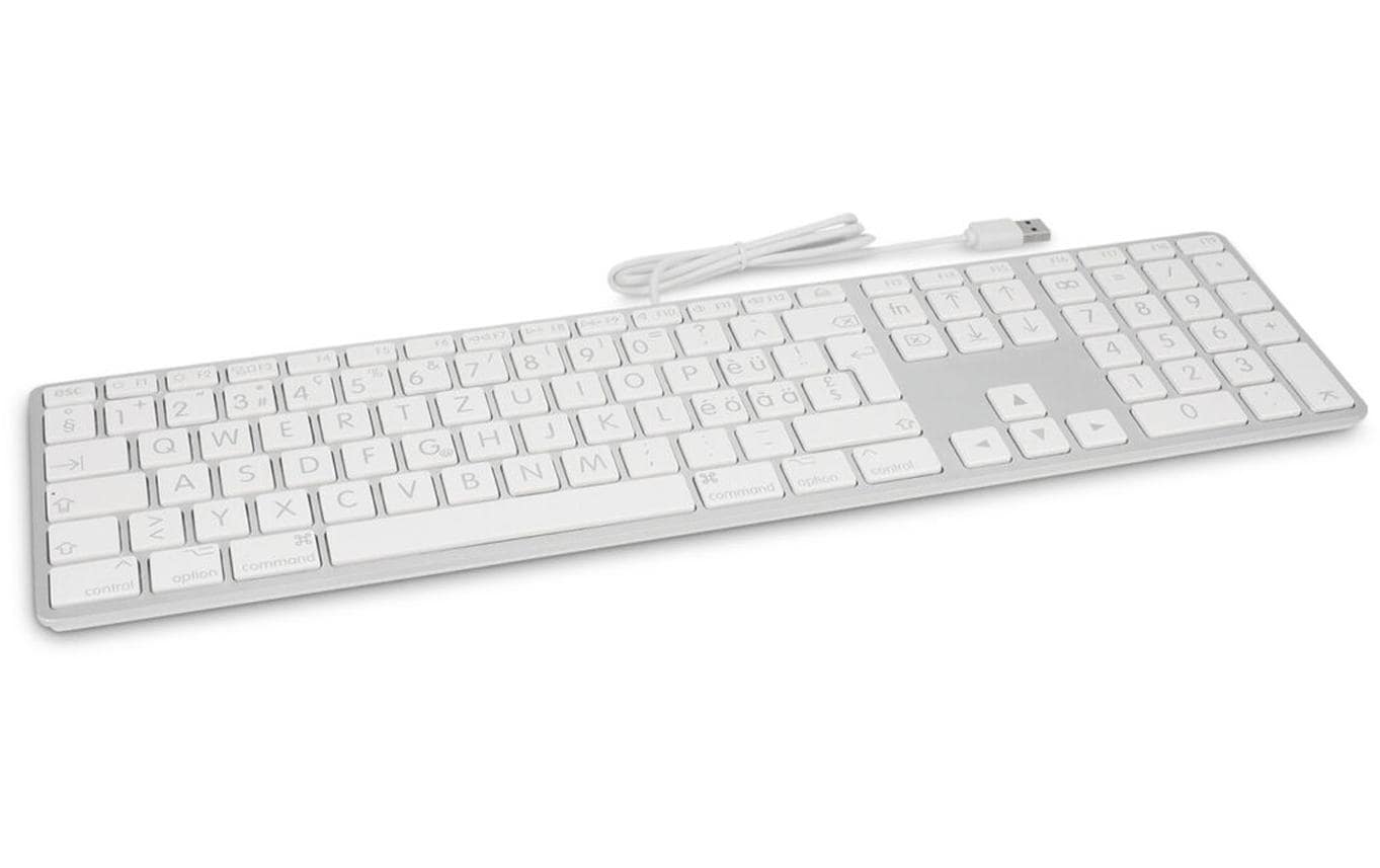 Tastatur USB Grosse Beschriftung SilberGrossschrift USB Tastatur mit 2 USB-Anschlüssen und oberer Aluminiumabdeckung