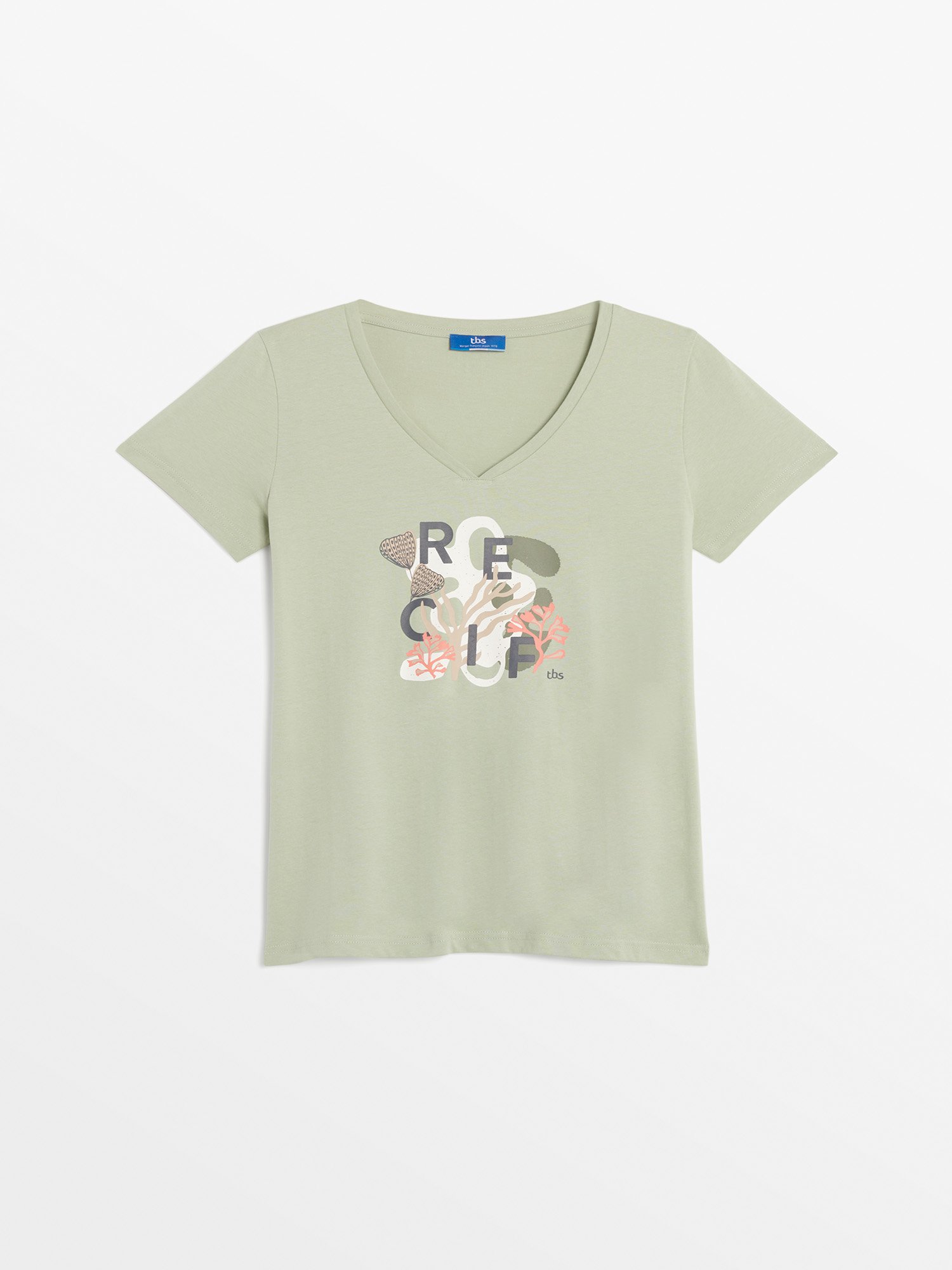 Tee Shirt Femme A Motif Vert