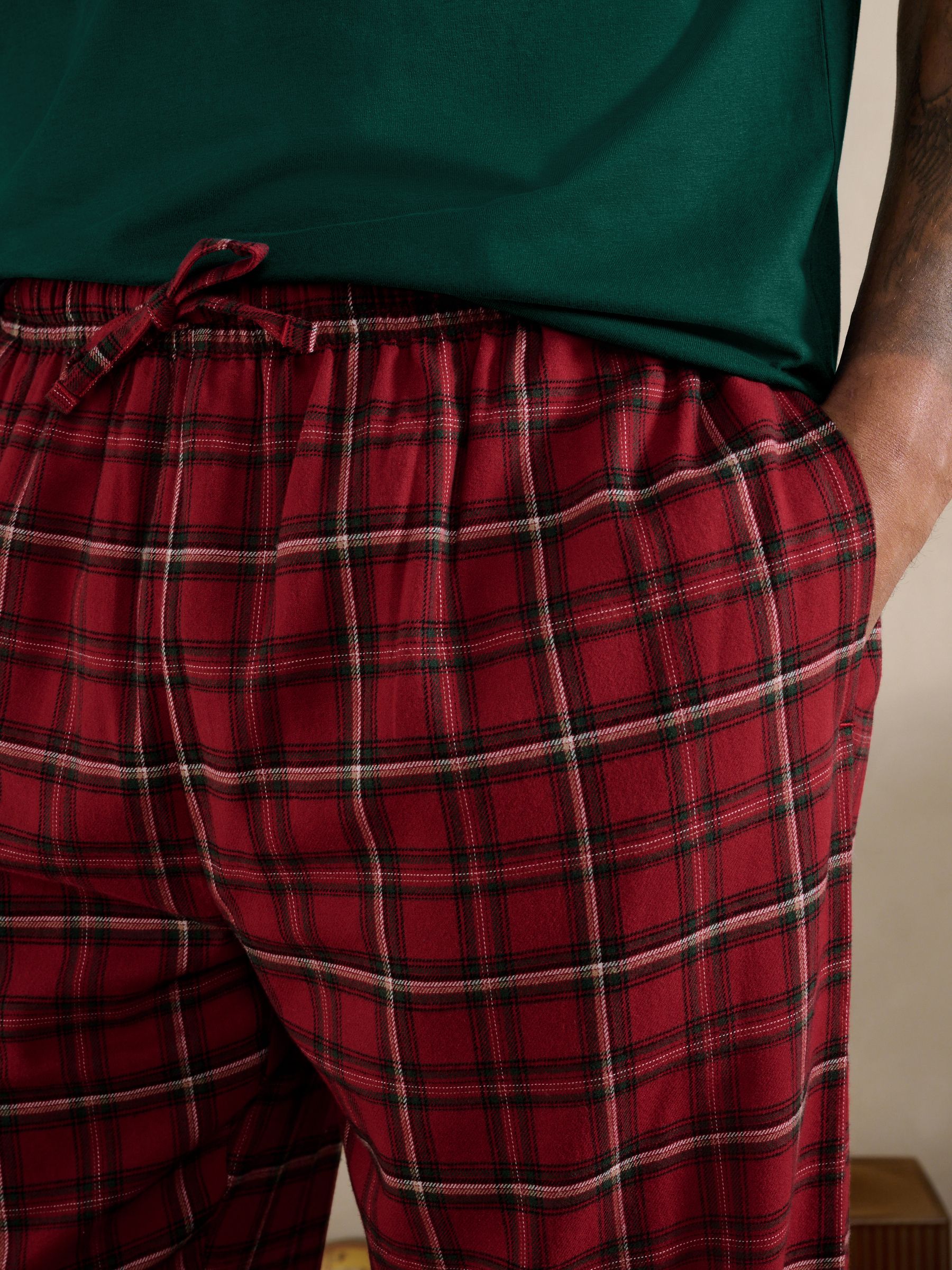 Rood met Schotse ruit - Geruite geweven pyjamaset met korte mouwen