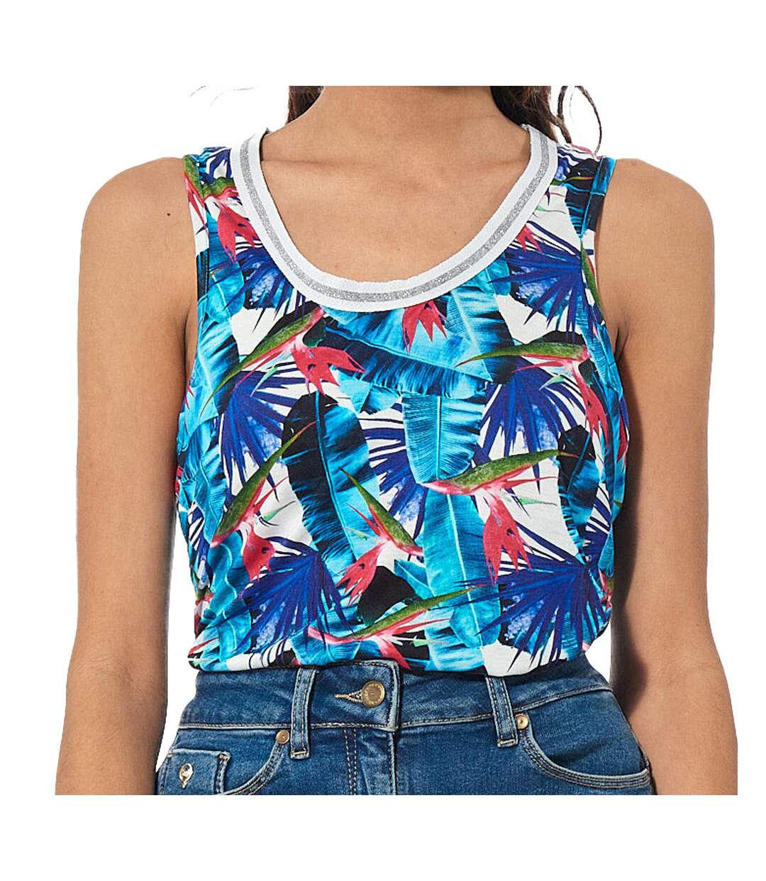 Débardeur Bleu à fleurs Femme Kaporal Kardi