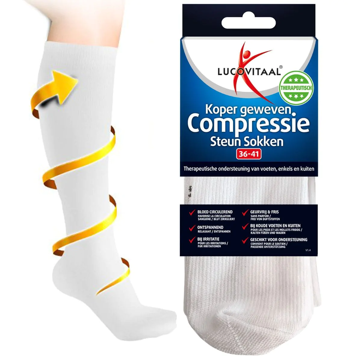 Koper Geweven Compressie Steun Kousen (Wit)